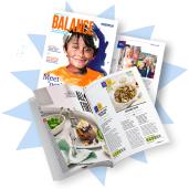 Picture of Balance magazine including cover star and recipe page