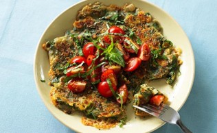 Wholemeal spinach and cheddar pancakes