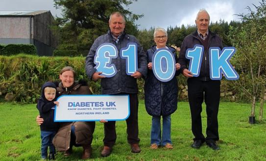 Image of Harry Irvine and family after fundraising £101k for Diabetes UK over 20 years 