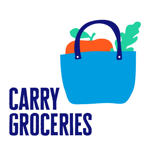 An icon of grocery to show how to get active by carrying it