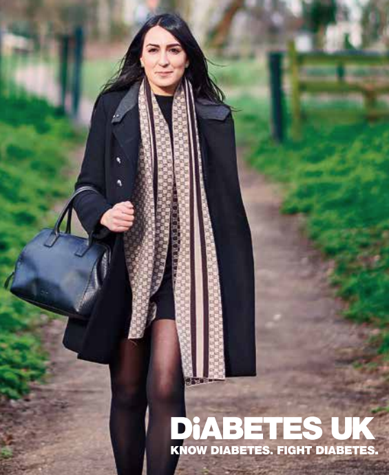 The front cover of 'Your guide to type 1 diabetes', showing a confident young woman walking down a path